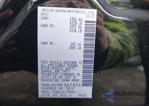 2024 Nissan Altima Sr Fwd z USA, uszkodzony, nr VIN 1N4BL4CV2RN347351